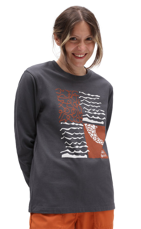 Vans Camiseta Textured Waves Bff Asphalt Mujer L/s ASPHALT